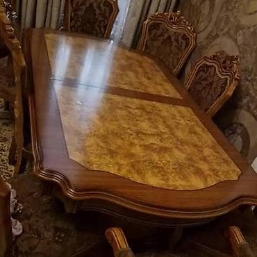 ucuz ev eşyaları: Qonaq otağı üçün, Oval masa, 6 stul — 1