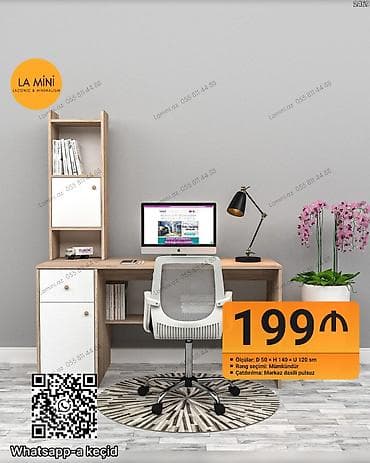 Minimalist iş masası və rəfli modul – LA MINI - Ölçülər: D 50 × H 140 lalafo.az -da Minimalist iş masası və rəfli modul – LA MINI - Ölçülər: D 50 × H 140