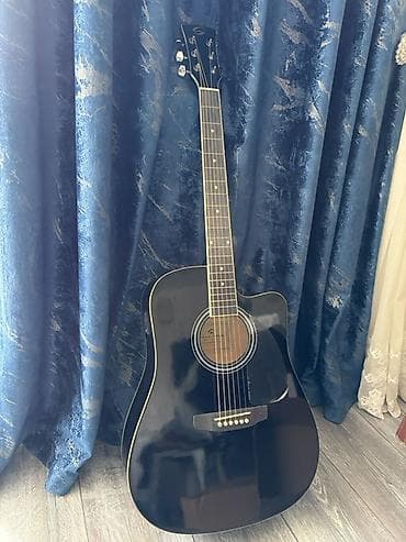 gitara sim: Akkustik gitara – qara rəng, dreadnought korpus, kəsik (cutaway) — 1
