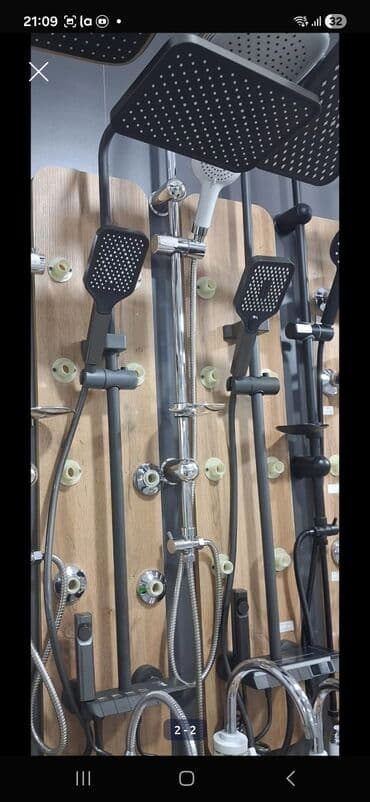 Хозтовары: Duş sistemi – üst yağmur duşu və əl duşu komplekti - Küncələri — 2