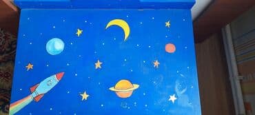 Digər ev dekoru: Uşaq oyuncaq sandığı – kosmos mövzusunda əl işı rəsmli - Material — 3