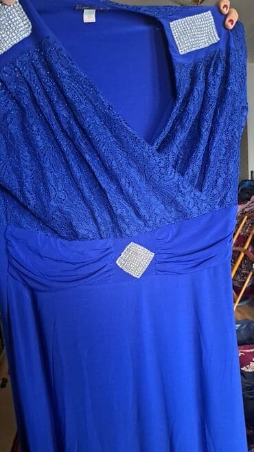cool paltar: SATILIR!! Mavi rəngli uzun ziyafət/axşam paltarı. çox az işlənib — 4