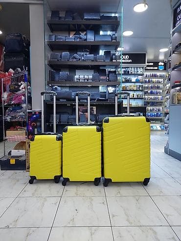 Sərnişin səyahət dəsti – 3 ölçülü sərt korpuslu çamadanlar (sarı) -