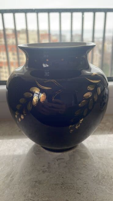 kala gul: Ваза артель художественной керамики кобальт позолота колосья 1940-50 — 1