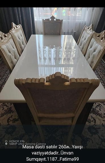 bar oturacaqlar: Qonaq otağı üçün, Açılmayan, Dördbucaq masa, 6 stul — 1