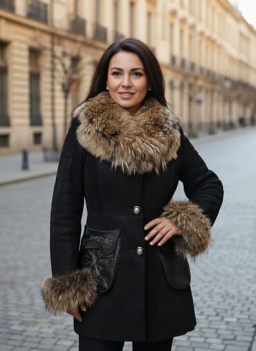 təmiz dəri: Palto, Adl, M, rəng - Qara — 2