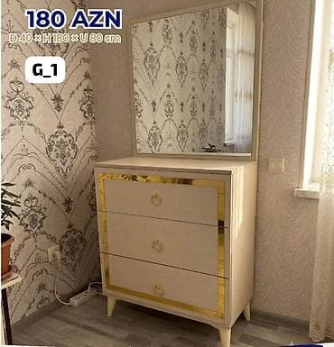 güzgü mebel: G_1 model güzgülü komod - Ölçülər: Dərinlik 40 sm × Hündürlük 180 sm — 1