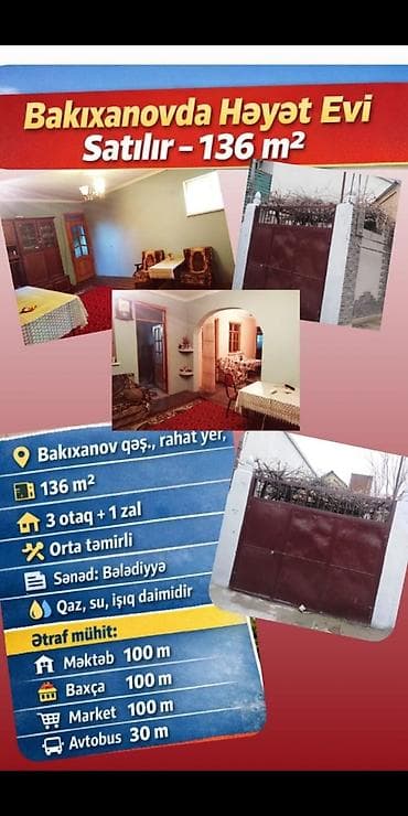 Həyət evləri və villaların satışı: Sabunçu qəs. 4 otaqlı, 136 kv. m, Kredit yoxdur, Orta təmir — 1