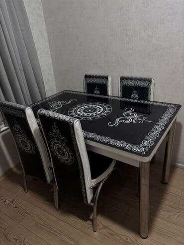 sutullar: Mətbəx üçün, İşlənmiş, Açılan, Dördbucaq masa, 4 stul — 1