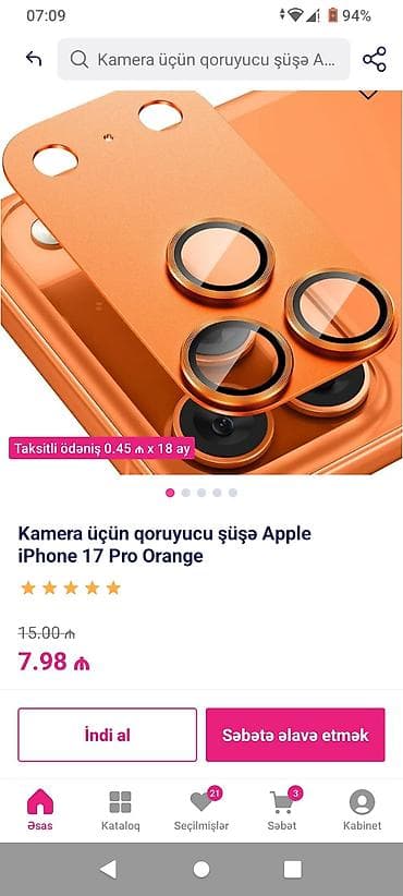 xarab iphone: IPhone 17 pro lens qoruyucusu kamera yeri safir şüşədi qıraqı — 3