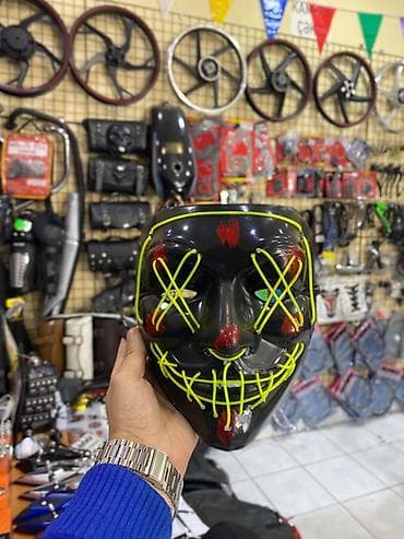 xizək eynəyi: LED işıqlı maska – “Purge” üslubunda - Korpus: parlaq qara plastik — 3