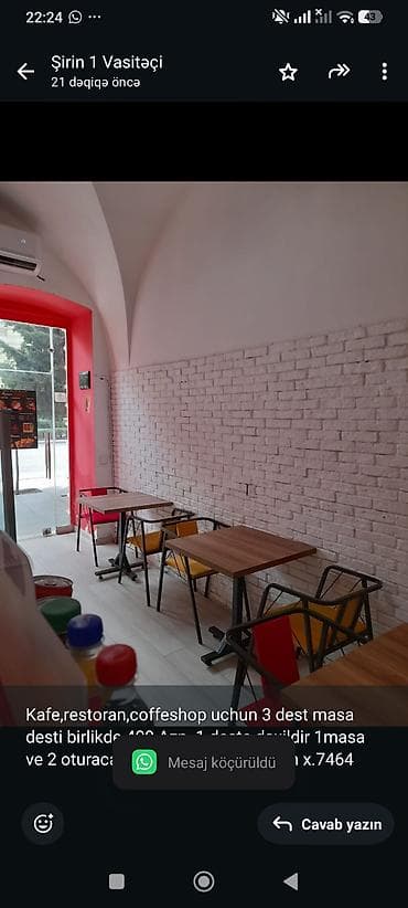 melisa mebel: Kafe,restoran,coffeshop uchun 3 dest masa desti birlikde 400 Azn. 1 — 1