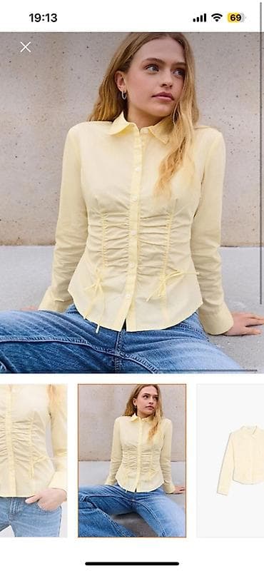 cins: Bershka Büzgülü poplin köynək - Model: qadın köynəyi - Material — 3