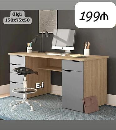 İş masası – 150x75x50 sm Qiymət: 199₼ - İki tərəfli siyirməli və