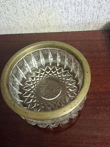 aksesuar qabi: Qədimi xrustal konfet vaza,gumuslu obodoknan - Material: qalın, ağır — 2