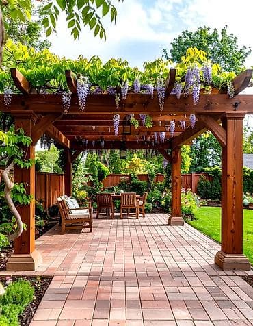 Bağ üçün taxta pergola – dekorativ kölgəlik konstruksiyası