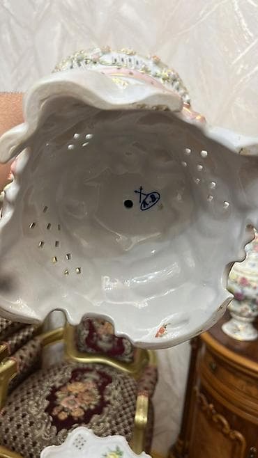 salfetka qablari: Porcelain kompozisiya – iri dekorativ şirəli meyvə/qənd qabı - — 2