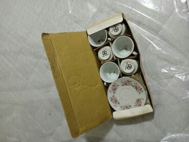 saat dəstləri: Qəhvə dəsti, rəng - Ağ, Farfor, 6 nəfərlik — 1