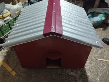 Xaltalar, qayışlar və tasmalar: Metall damlı it evi - Material: Bərk ağac korpus, üstü sinklənmiş — 4