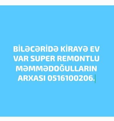 lökbatan kiraye evler 2023: Kirayə mənzil – Biləcəri - Yer: Biləcəri, Məmmədoğulların arxası - — 1