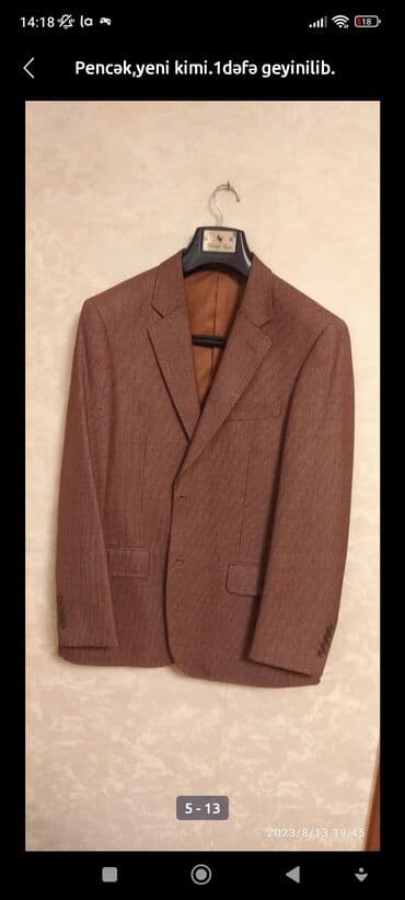 qara pencek: Mustafa Tayat brendinə məxsus, qəhvəyi rəngdə, damalı klassik kişi — 11