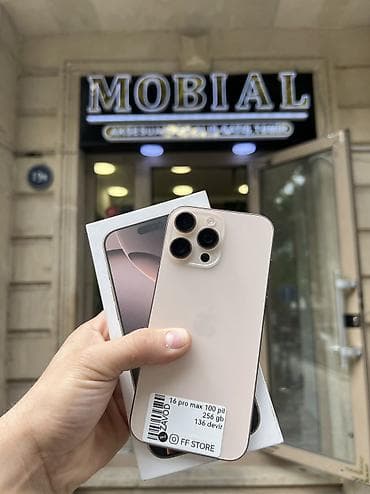 IPhone 16 Pro Max, 256 GB, Desert Titanium, Zəmanət, Simsiz şarj, Face ID