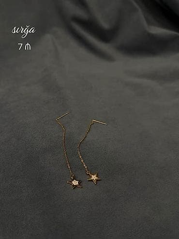Şık aksessuarlar kolleksiyası - Ulduz asqılı zəncirli sırğa – nazik
