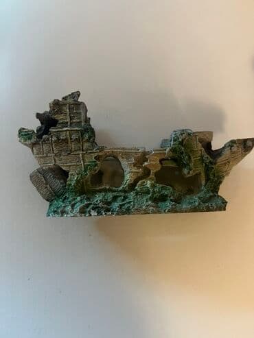 betta balıq: Akvaryum bəzəyi seti - Tema: Qədim batmış gəmi dekoru + süni su — 3