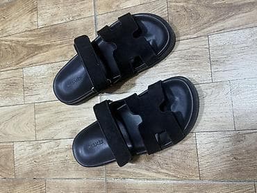 Hermès xanım/slayd sandaleti – qara rəng - İki zolaqlı dizayn: üst — 1