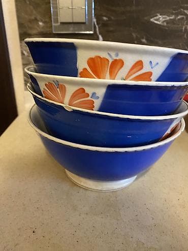 Kasalar, 4 ədədli dəst, rəng - Mavi, Keramika