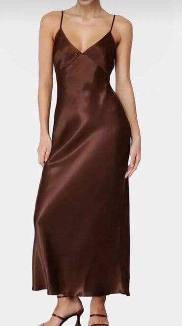 prakat donlar: Qəhvəyi saten slip don - Rəng: dərin şokolad/qəhvəyi - Parça: yumşaq — 1
