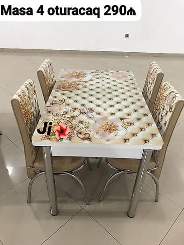 sdollar: Mətbəx üçün, Yeni, Açılan, Dördbucaq masa, 4 stul — 3