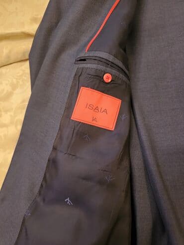 Alfa Romeo: ISaia (Napoli) kişi kostyumu 58 ölçü - Rəng: mavi-boz (melanj toxuma) — 2