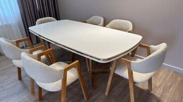 balvanka nedir: Qonaq otağı üçün, İşlənmiş, Açılmayan, Oval masa, 6 stul — 1