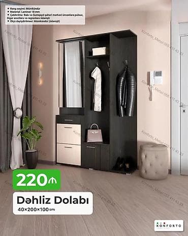 Dəhliz Dolabı – 40×200×100 sm - Dizayn: çoxşaxəli dəhliz sistemi – — 1
