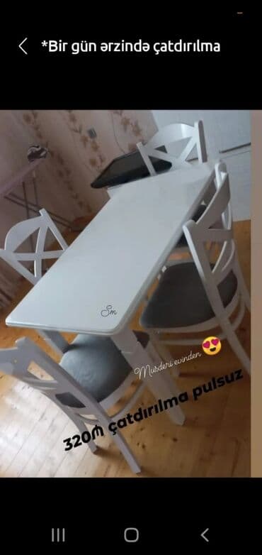 a4 kagiz qiymeti: 370 manat 4 stul 1 masa Matiriyali maşın boyası MDF Oturacaqlaeda — 3