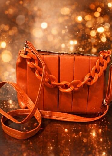 Плойки для завивки: Narıncı rəngli çiyin/çapraz çanta - Material: süni dəridən — 1