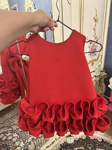 red valentino: Qırmızı rəngli qız uşağı paltarı - Model: A-kəsim, qolsuz - Dizayn — 5