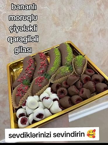 Şokoladla örtülmüş meyvə assortisi - Təzə meyvələrdən hazırlanmış lalafo.az -da Şokoladla örtülmüş meyvə assortisi - Təzə meyvələrdən hazırlanmış