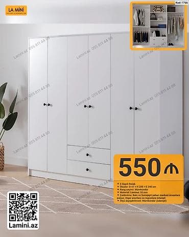 LA MINI – 6 qapılı dolab - Kod: 1766 - Ölçü: D 47 × H 200 × E 240 sm — 1