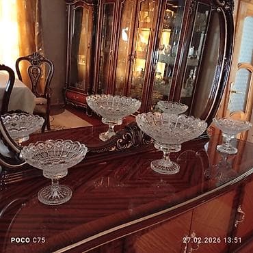 alət dəsti: Klassik üslubda şüşə/kristal meyvə qabları dəsti - Dəst: 5 ədəd — 1