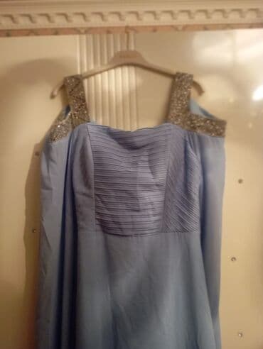 nişan donları 2023: Mavi rəngdə, uzun ziyafət/libas. - Model: Asimmetrik kəsimli, döş — 3