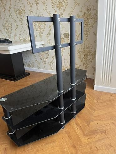 Угловой ТВ стенд, С полками, Стеклянный — 3