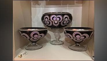 kobalt serviz: Bəzəkli şüşə qab dəsti.çox böyükdülər .realda qəşəngdilər .baha alının — 1