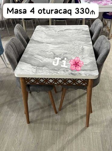 stul ev ucun: Qonaq otağı üçün, Açılmayan, Dördbucaq masa, 4 stul — 3