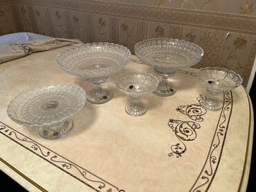 yuxuda qab qaşıq yumaq: Kristal süfrə dəsti - Zərif naxışlı, kəsim ornamentli iri kristal — 14