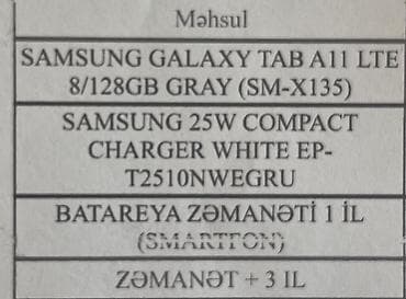 infinix not 40: Yeni Samsung Galaxy Tab, 8,7", 128 GB, Ünvandan götürmə — 9