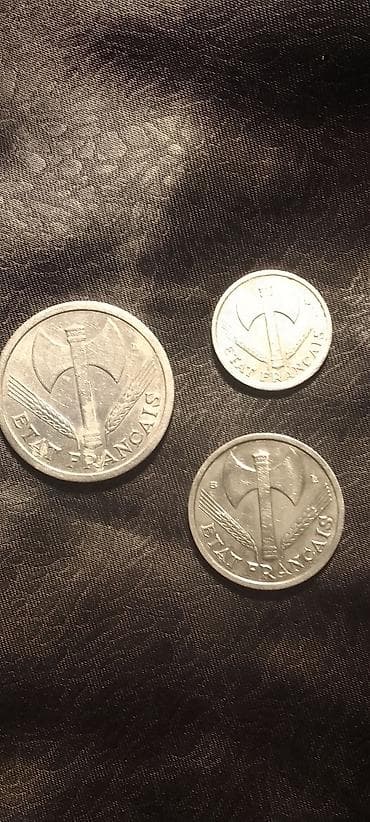 Fransa Vichy dövrünə aid orijinal sikkə dəsti - Növlər və illər: - — 2