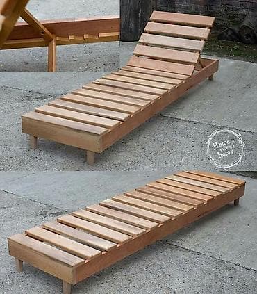 şifer işlenmiş: Taxta bağ/terrasa şezlonqu və yardımçı stol - Material: möhkəm təbii — 3