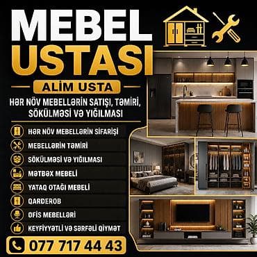 Xidmətlər: Mebel ustası – Alim Usta Xidmətlər: - Hər növ mebellərin satışı — 1
